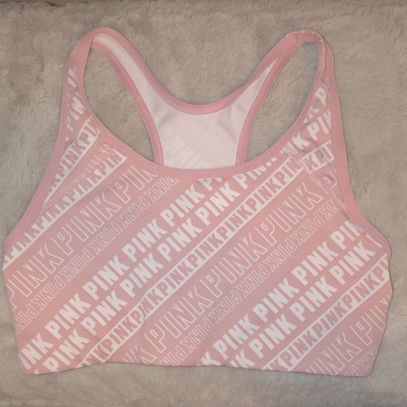 PINK Victoria’s Secret Logo Racer-Back Sports Bra | S - Picture 1 of 3